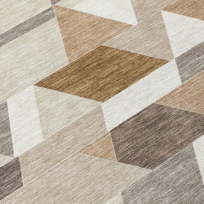 3' X 5' Ivory And Beige Geometric Washable Indoor Outdoor Area Rug Homeroots Outdoor