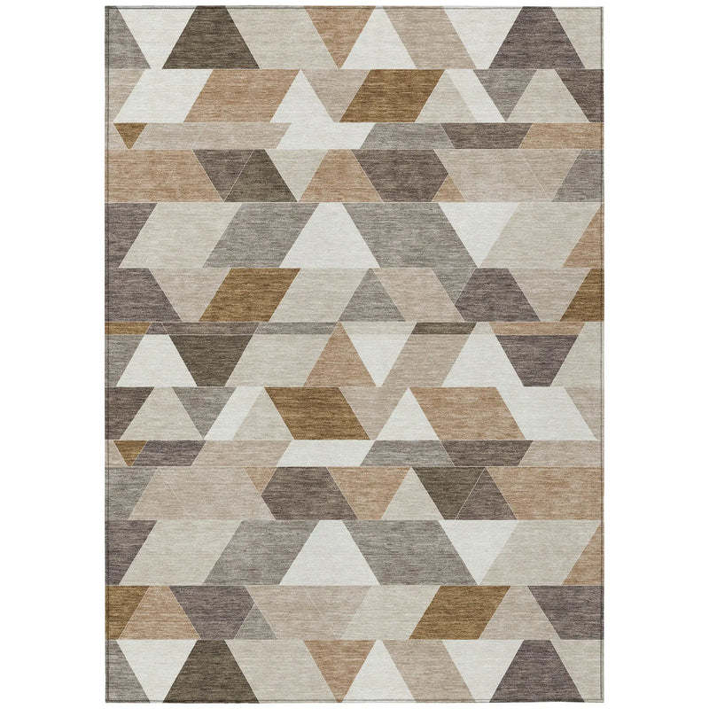 3' X 5' Ivory And Beige Geometric Washable Indoor Outdoor Area Rug Homeroots Outdoor