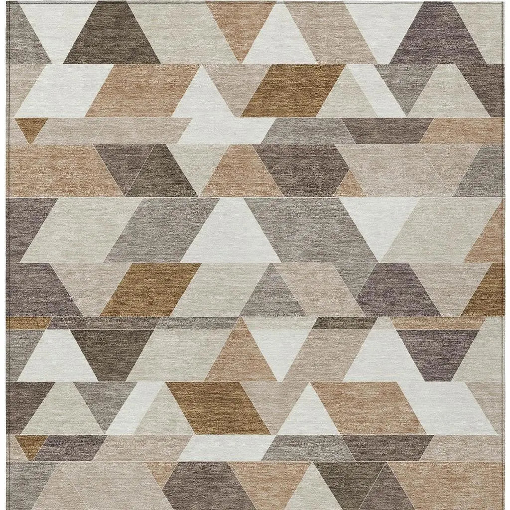 3' X 5' Ivory And Beige Geometric Washable Indoor Outdoor Area Rug Homeroots Outdoor