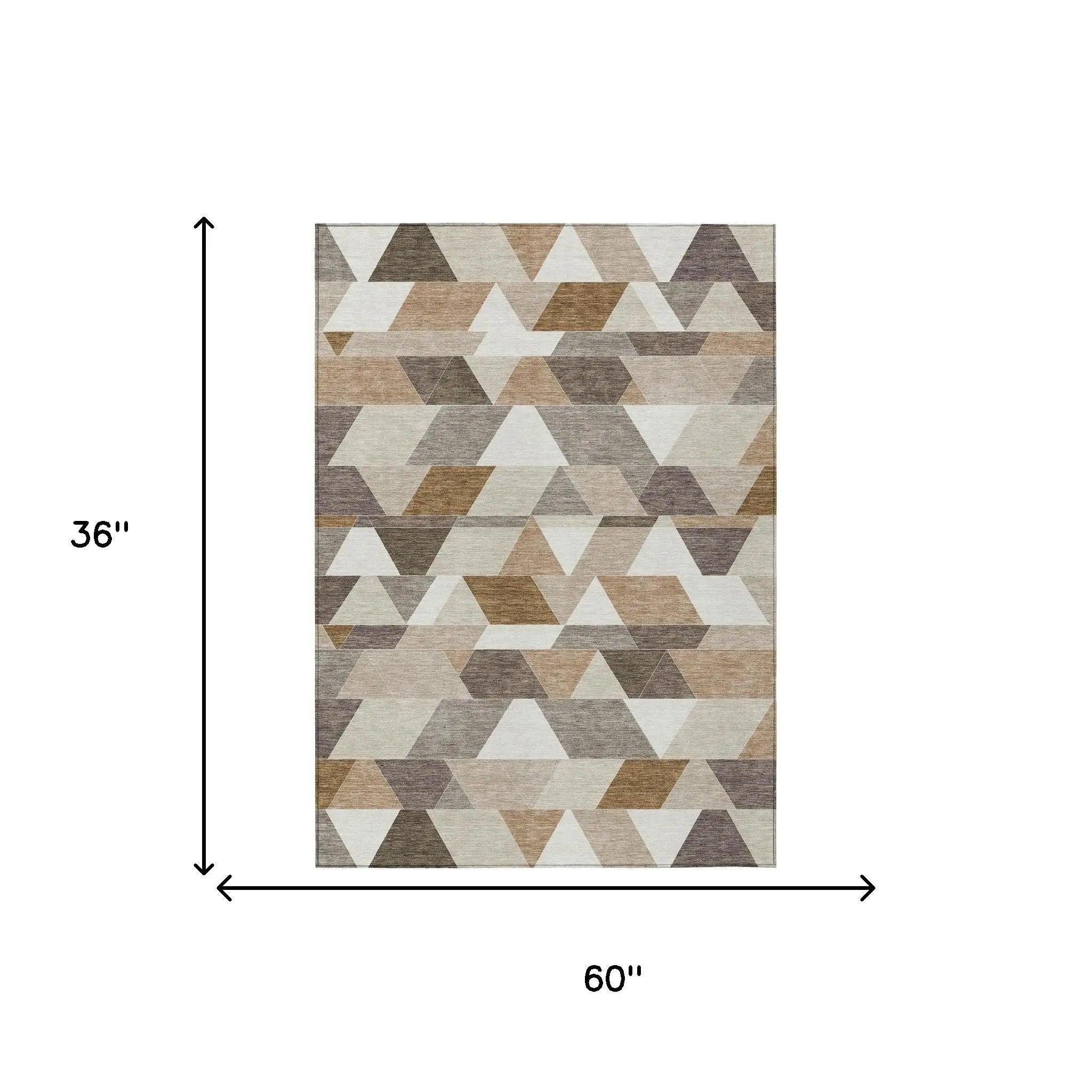 3' X 5' Ivory And Beige Geometric Washable Indoor Outdoor Area Rug Homeroots Outdoor