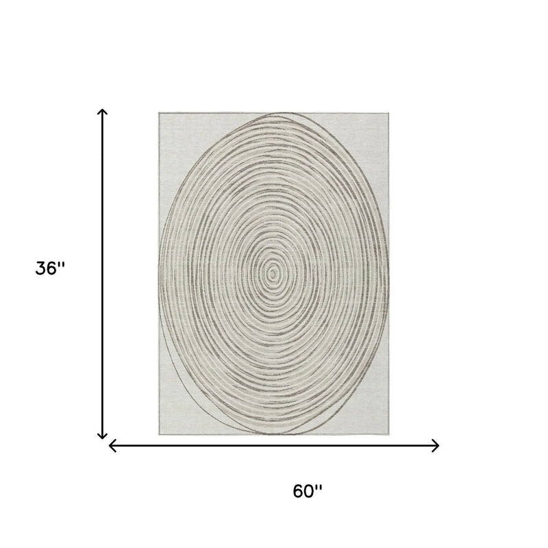3' X 5' Ivory And Beige Geometric Washable Indoor Outdoor Area Rug Homeroots Outdoor