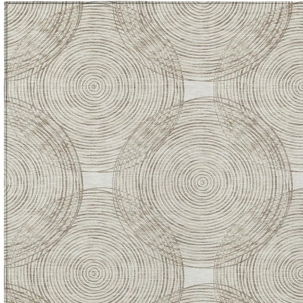 3' X 5' Ivory And Beige Geometric Washable Indoor Outdoor Area Rug Homeroots Outdoor
