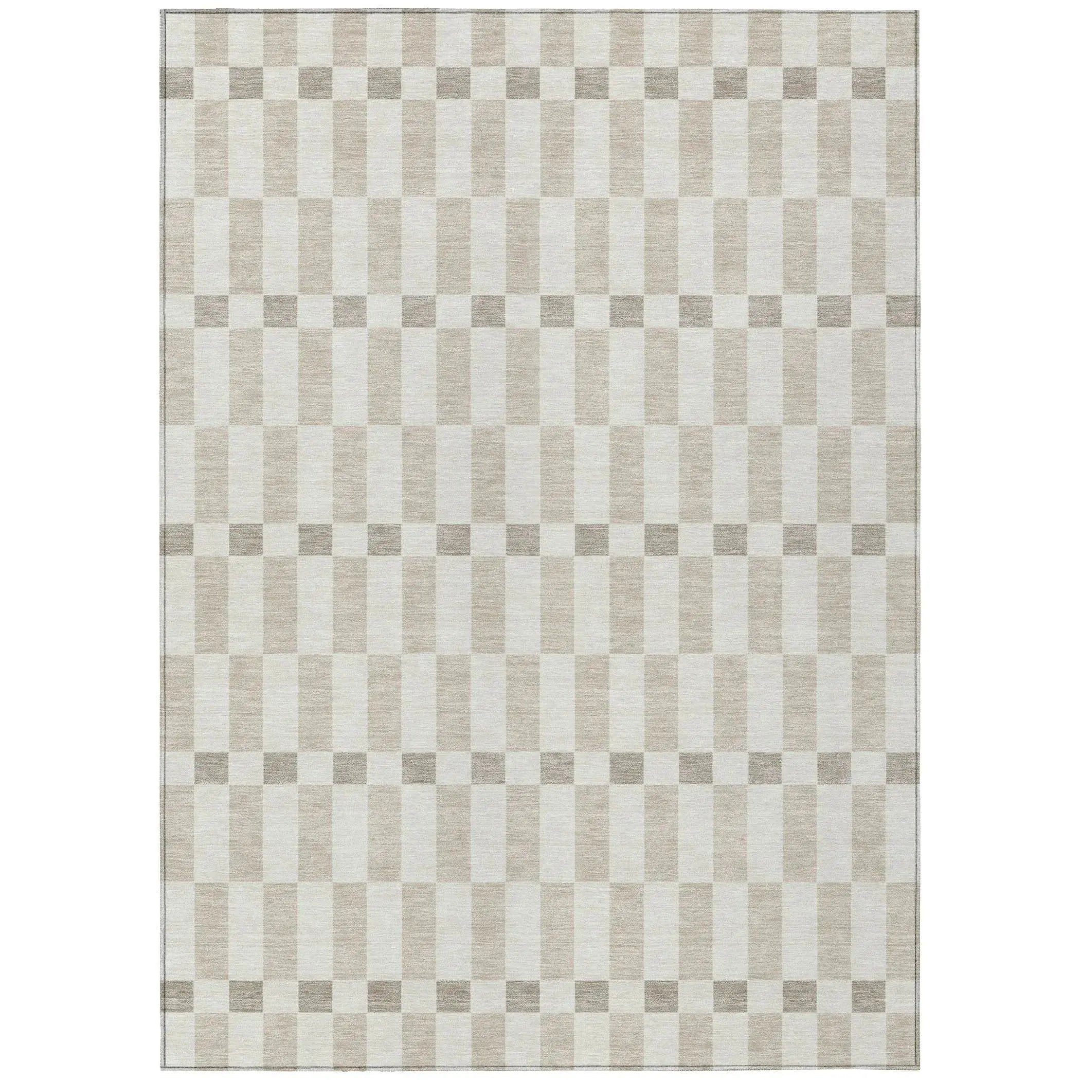 3' X 5' Ivory And Beige Geometric Washable Indoor Outdoor Area Rug Homeroots Outdoor