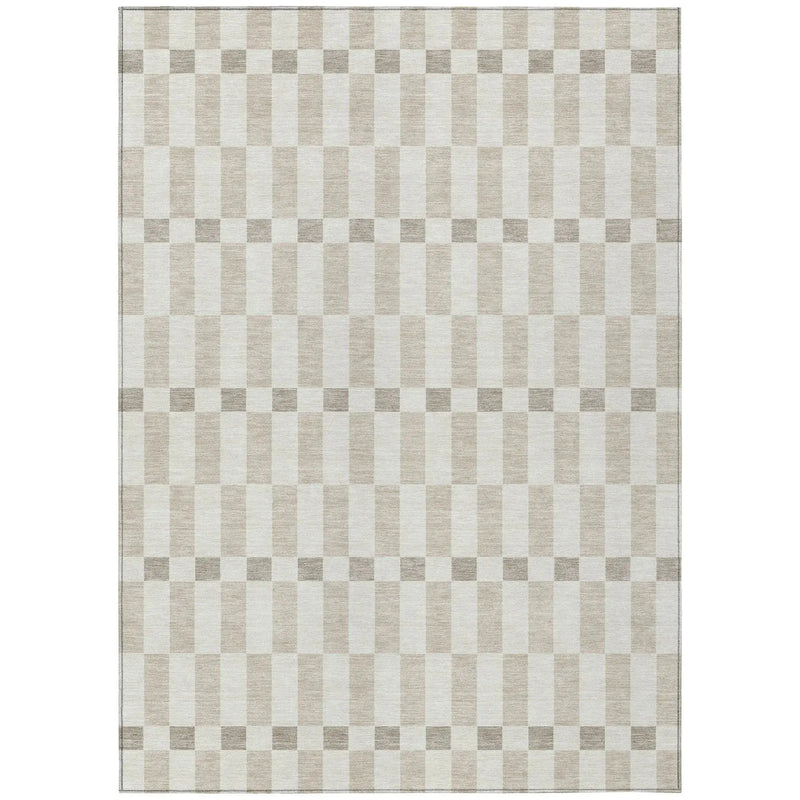 3' X 5' Ivory And Beige Geometric Washable Indoor Outdoor Area Rug Homeroots Outdoor
