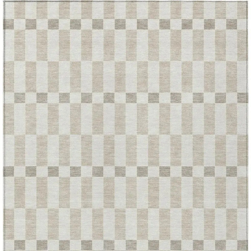 3' X 5' Ivory And Beige Geometric Washable Indoor Outdoor Area Rug Homeroots Outdoor