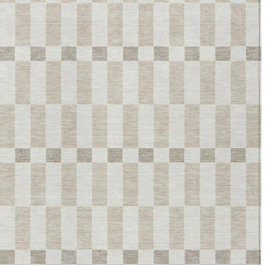 3' X 5' Ivory And Beige Geometric Washable Indoor Outdoor Area Rug Homeroots Outdoor