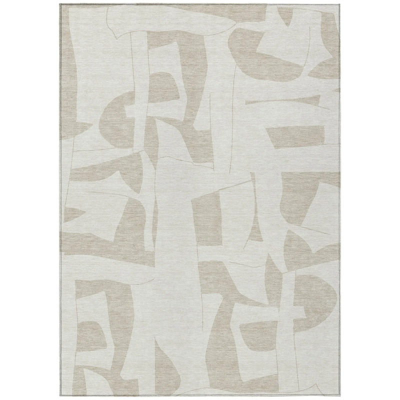 3' X 5' Ivory And Beige Geometric Washable Indoor Outdoor Area Rug Homeroots Outdoor