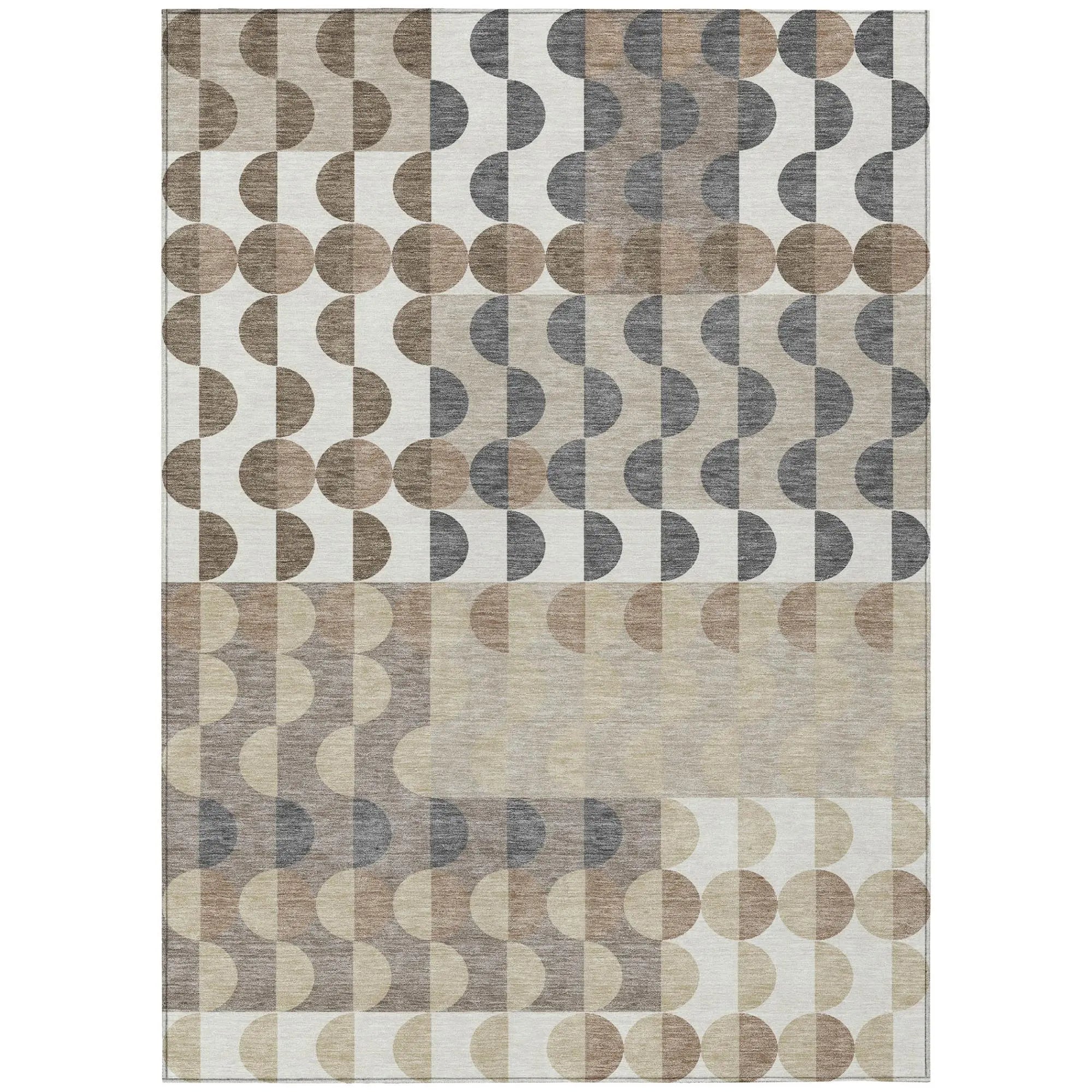 3' X 5' Ivory And Beige Geometric Washable Indoor Outdoor Area Rug Homeroots Outdoor