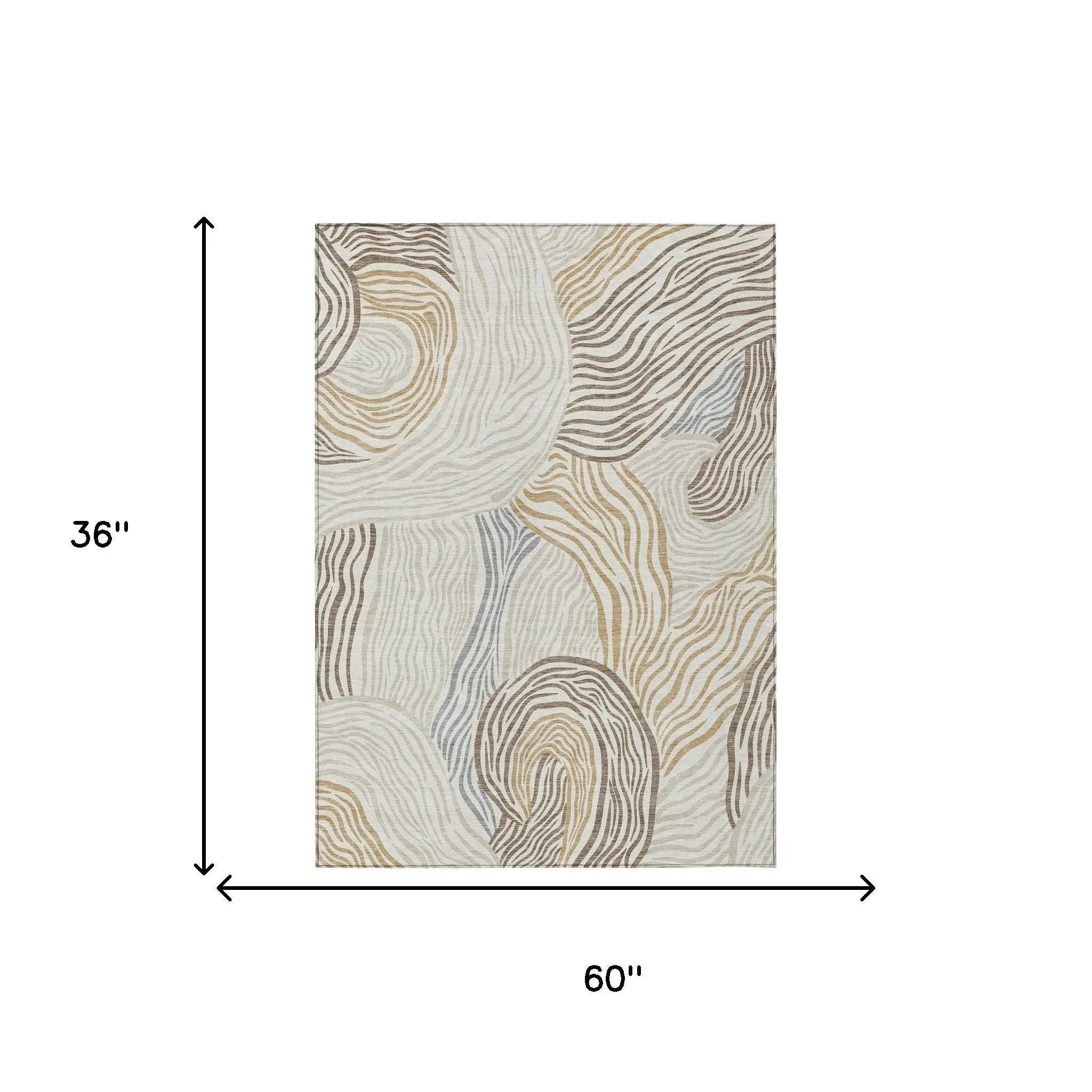 3' X 5' Ivory And Beige Ikat Washable Indoor Outdoor Area Rug Homeroots Outdoor