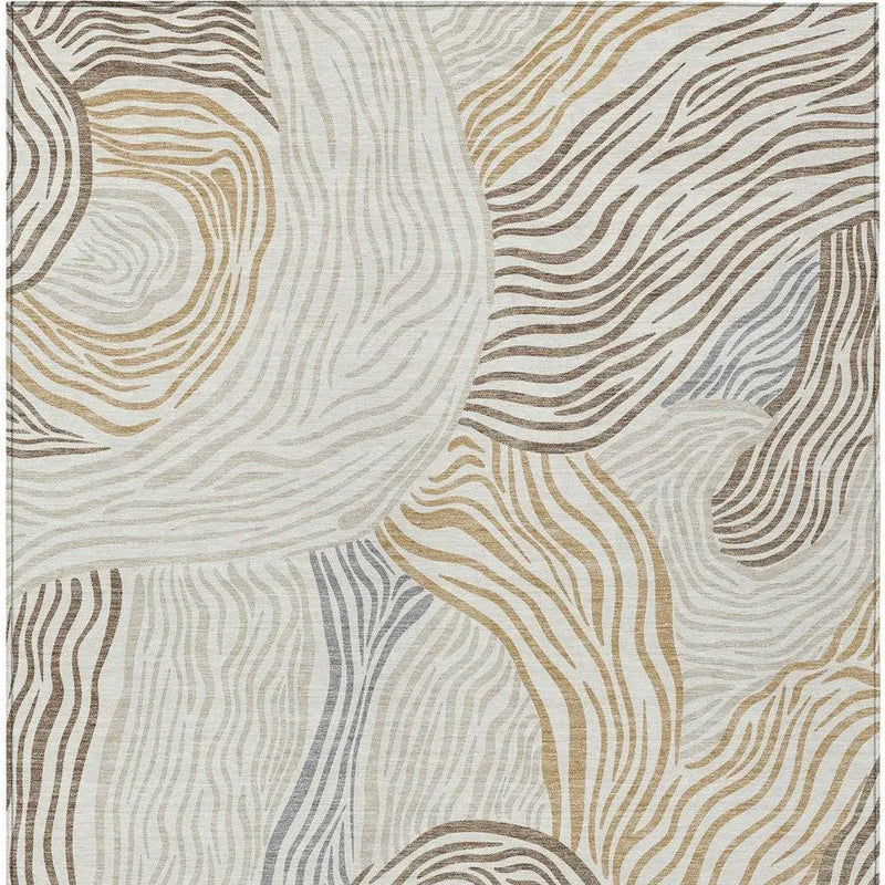 3' X 5' Ivory And Beige Ikat Washable Indoor Outdoor Area Rug Homeroots Outdoor