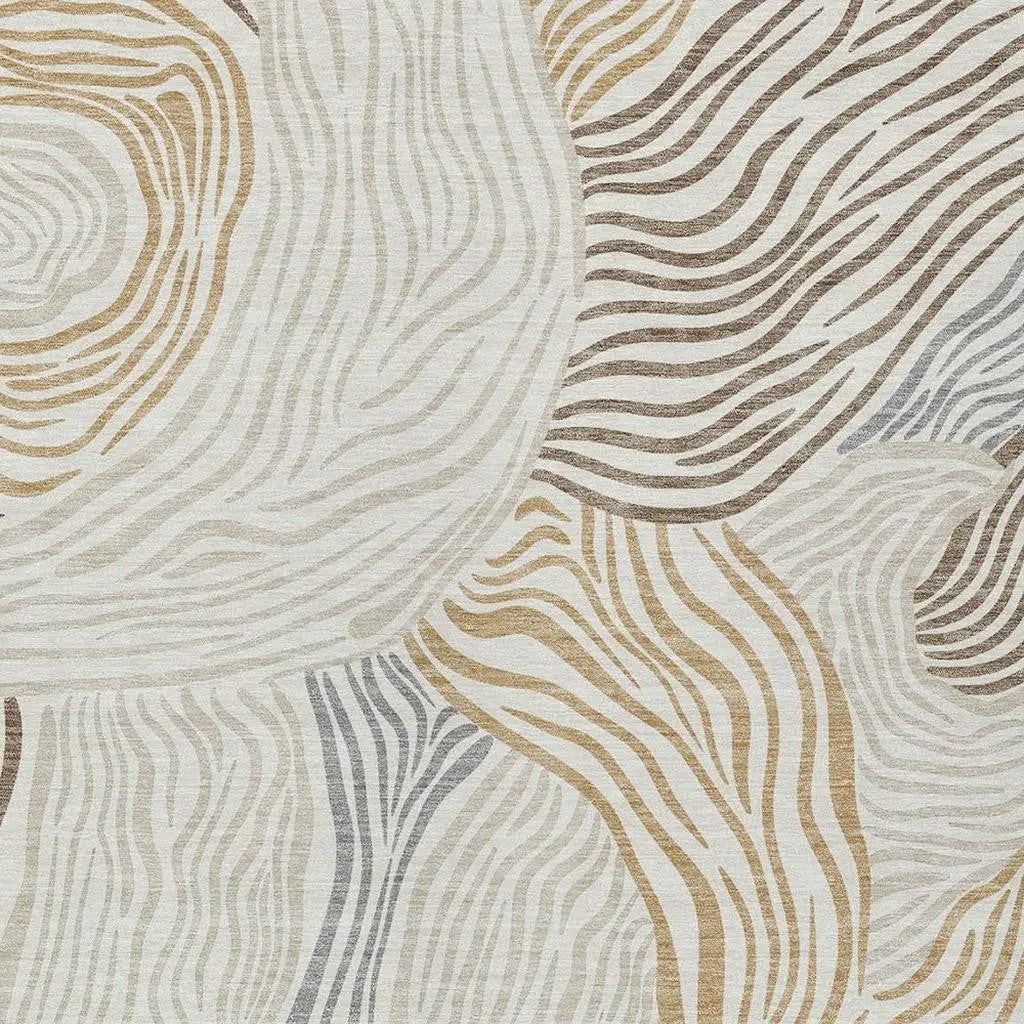 3' X 5' Ivory And Beige Ikat Washable Indoor Outdoor Area Rug Homeroots Outdoor