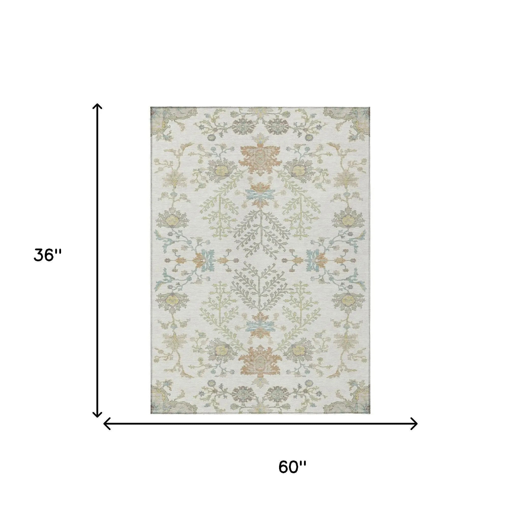 3' X 5' Ivory And Beige Oriental Washable Indoor Outdoor Area Rug Homeroots Outdoor