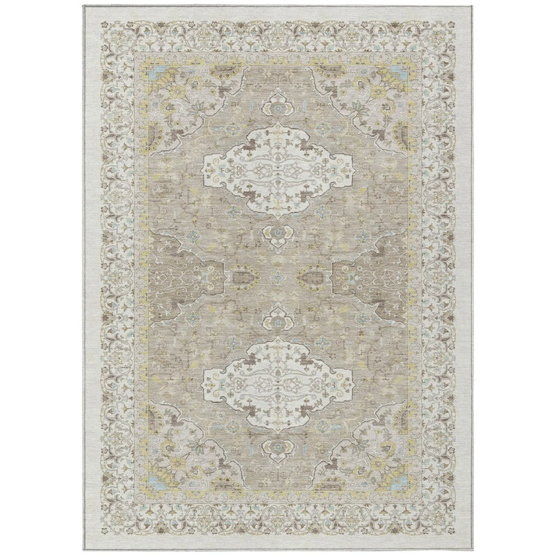3' X 5' Ivory And Beige Oriental Washable Indoor Outdoor Area Rug Homeroots Outdoor