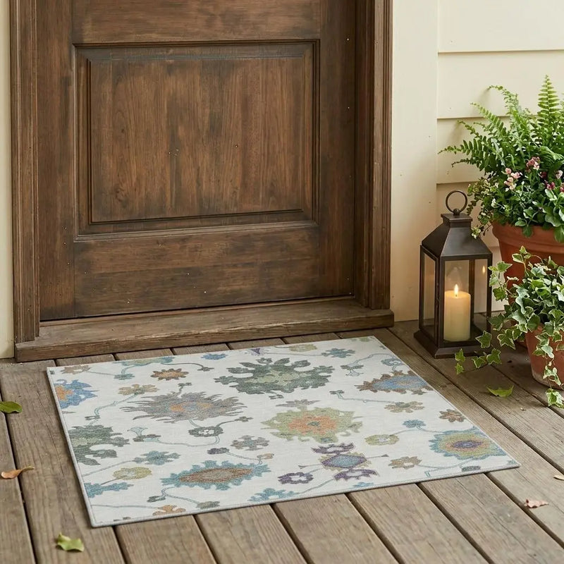 3' X 5' Ivory And Beige Oriental Washable Indoor Outdoor Area Rug Homeroots Outdoor