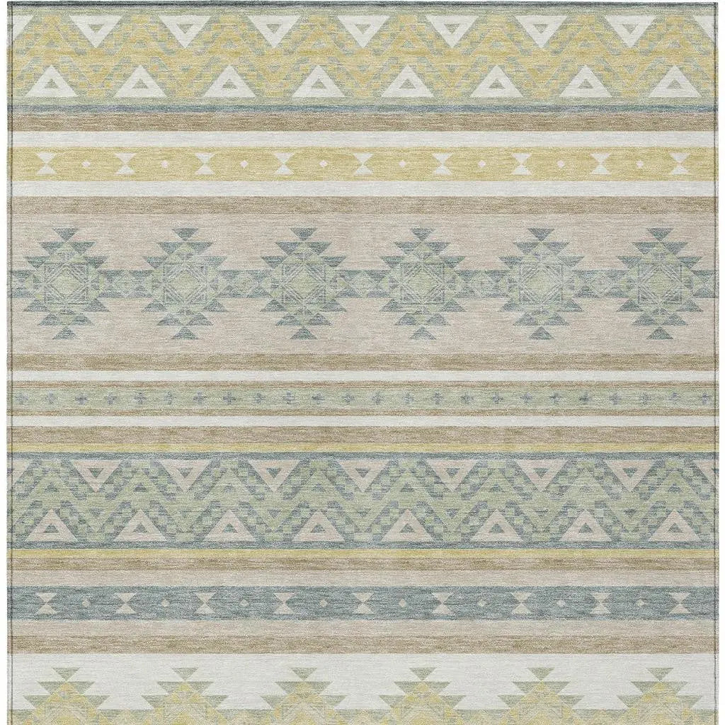 3' X 5' Ivory And Beige Southwestern Washable Indoor Outdoor Area Rug Homeroots Outdoor
