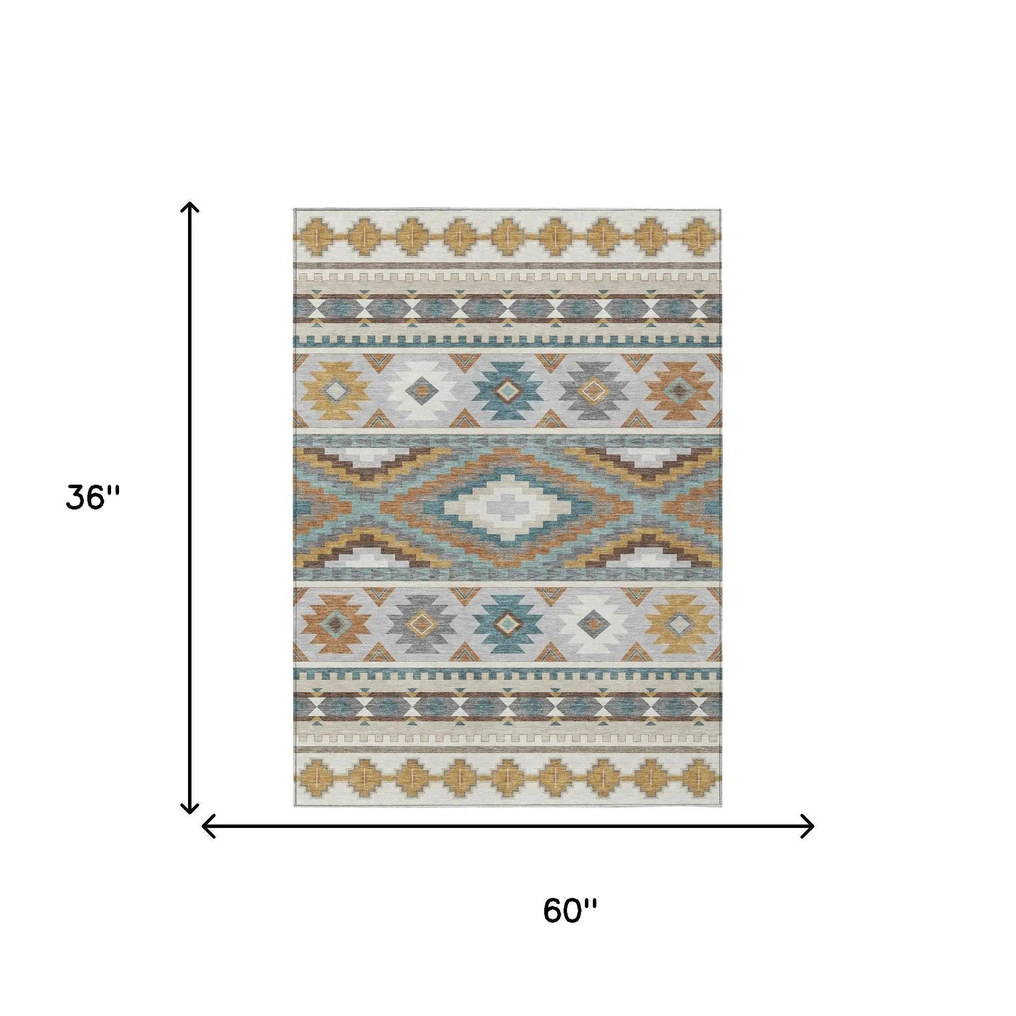 3' X 5' Ivory And Beige Southwestern Washable Indoor Outdoor Area Rug Homeroots Outdoor