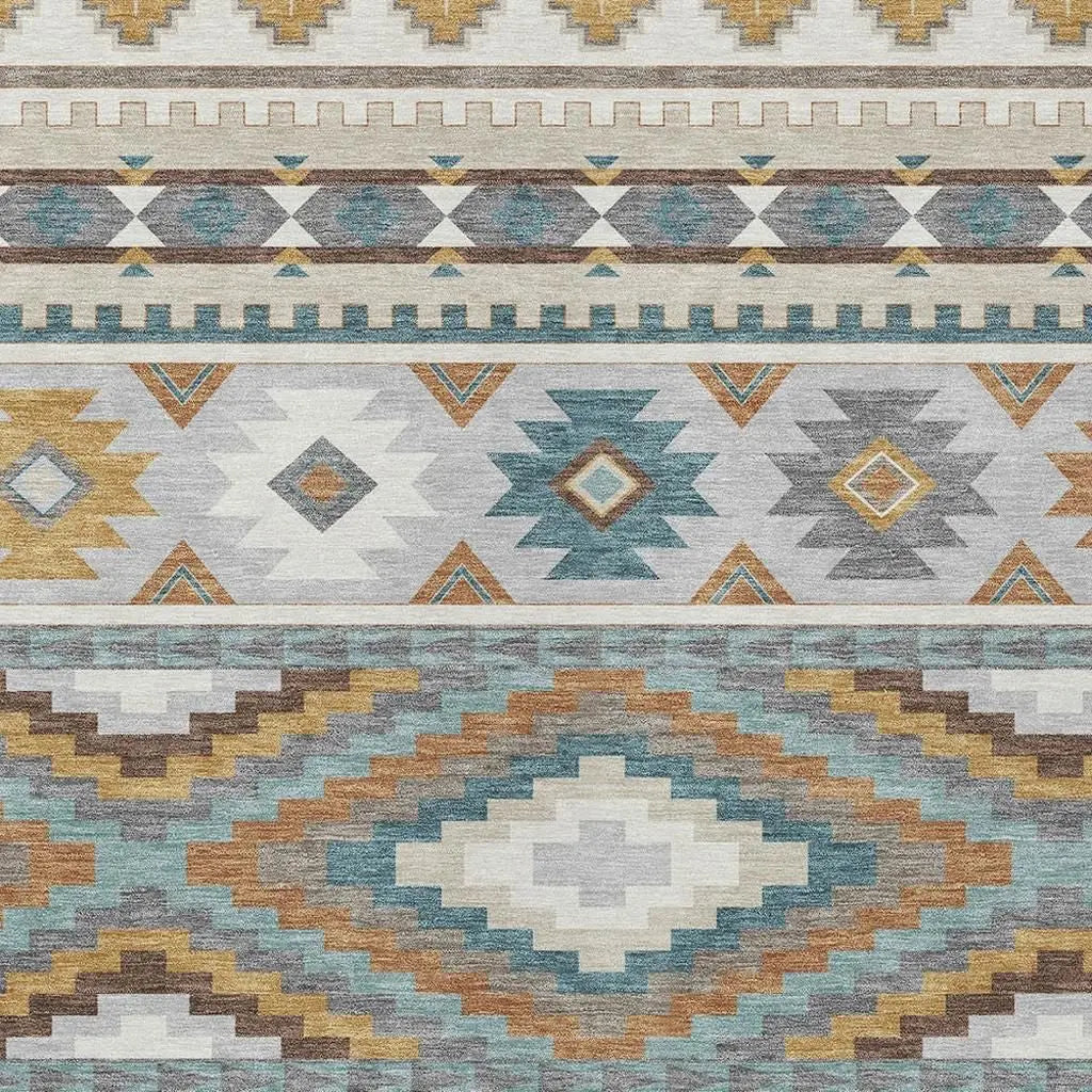 3' X 5' Ivory And Beige Southwestern Washable Indoor Outdoor Area Rug Homeroots Outdoor