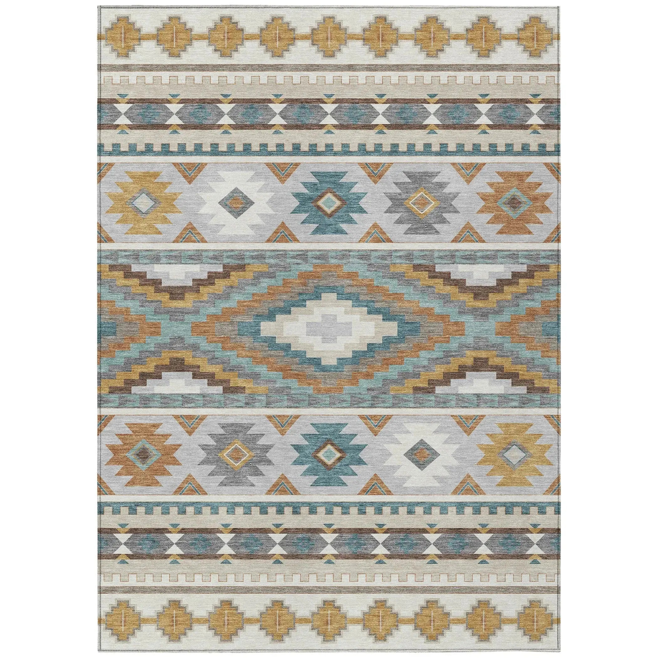 3' X 5' Ivory And Beige Southwestern Washable Indoor Outdoor Area Rug Homeroots Outdoor