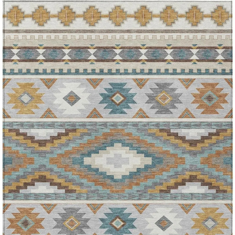 3' X 5' Ivory And Beige Southwestern Washable Indoor Outdoor Area Rug Homeroots Outdoor