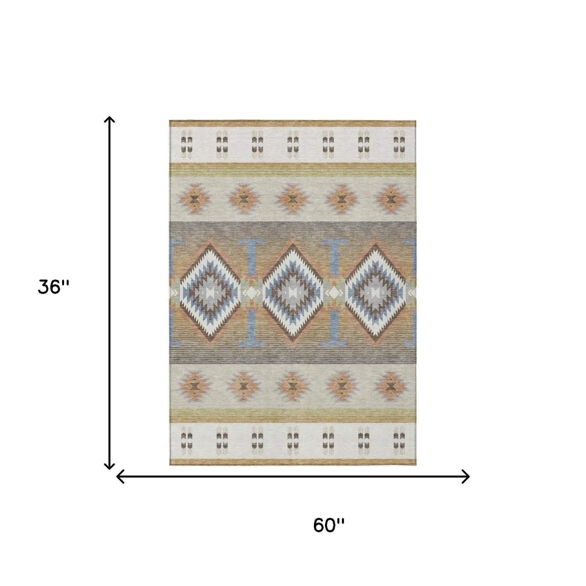 3' X 5' Ivory And Beige Southwestern Washable Indoor Outdoor Area Rug Homeroots Outdoor