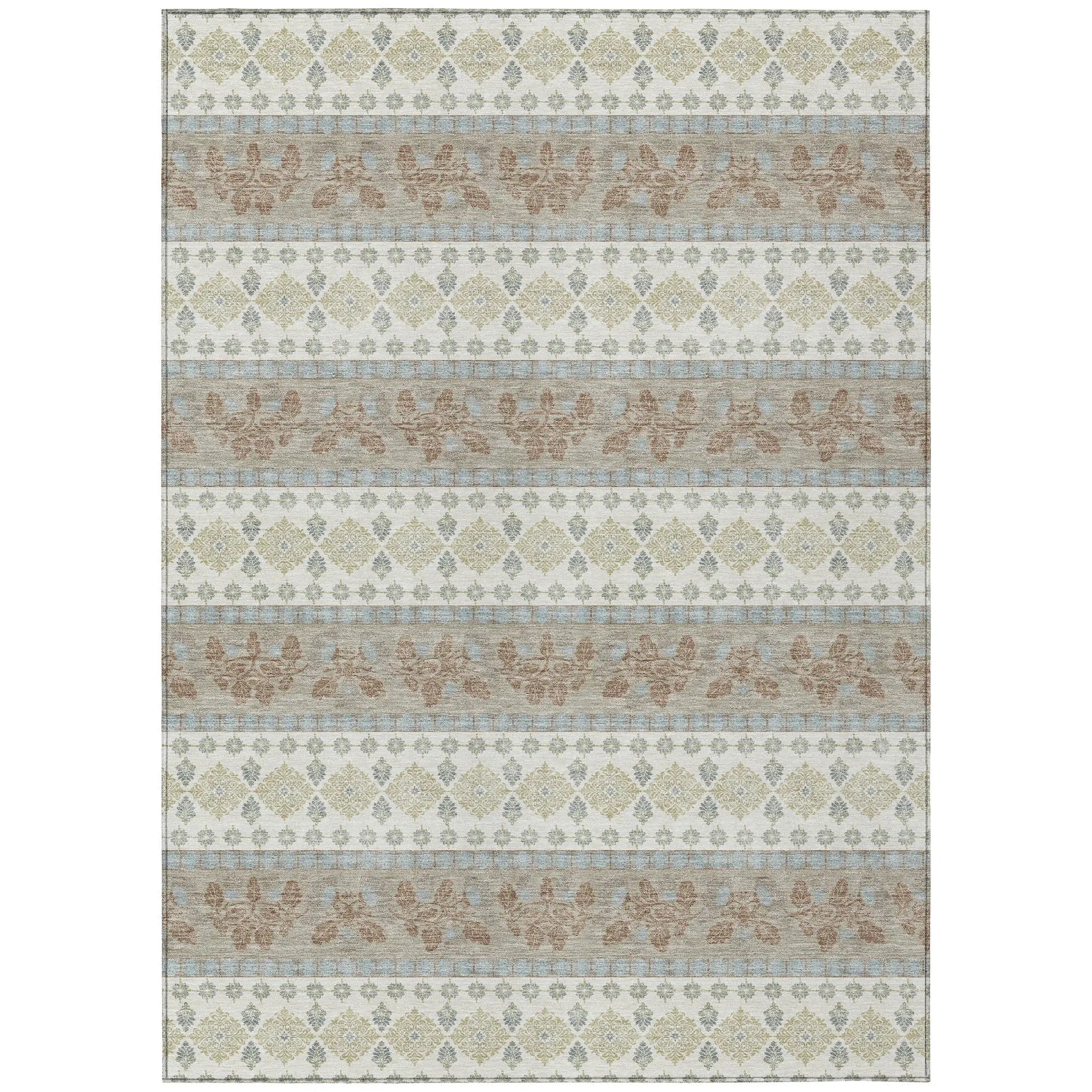3' X 5' Ivory And Beige Striped Washable Indoor Outdoor Area Rug Homeroots Outdoor