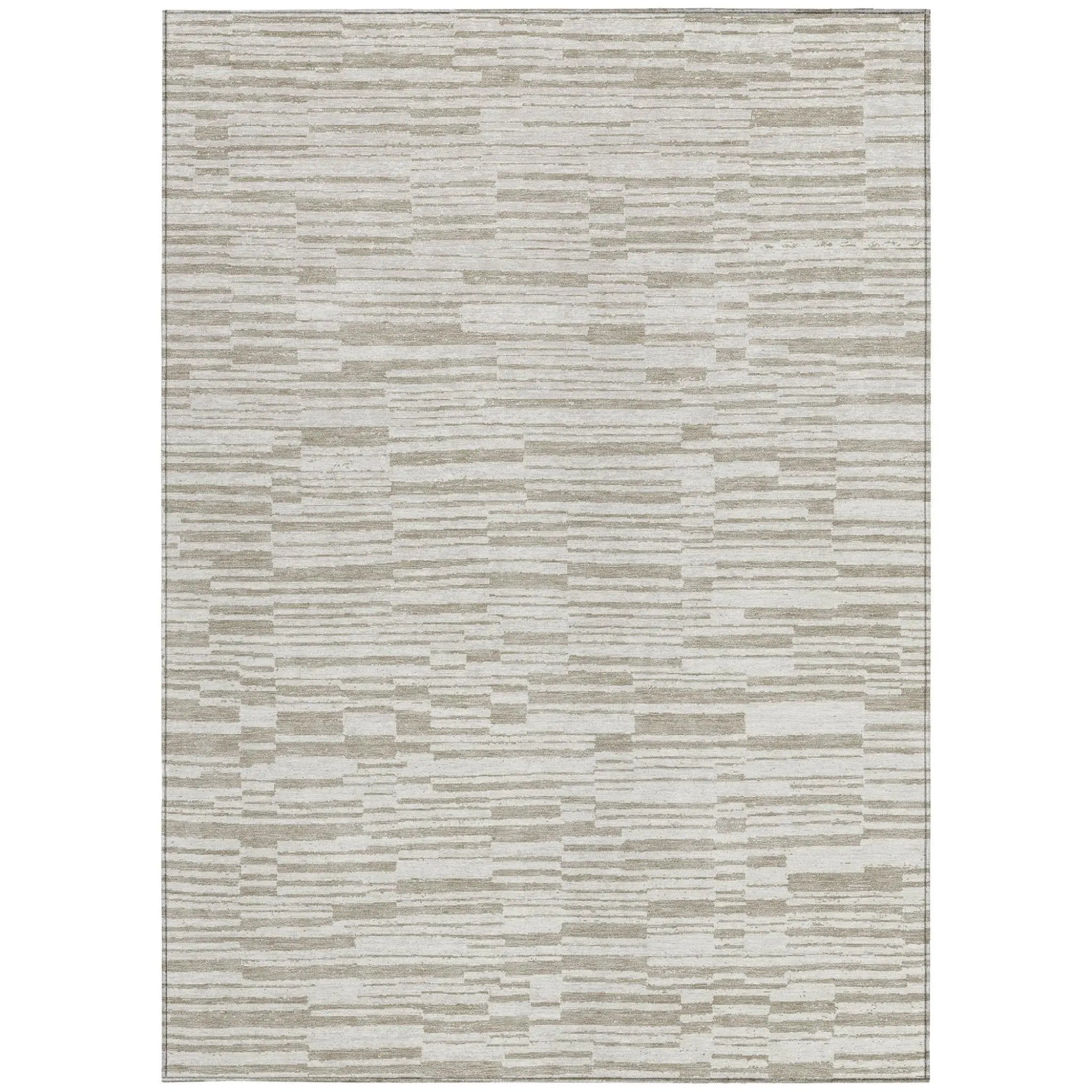 3' X 5' Ivory And Beige Striped Washable Indoor Outdoor Area Rug Homeroots Outdoor