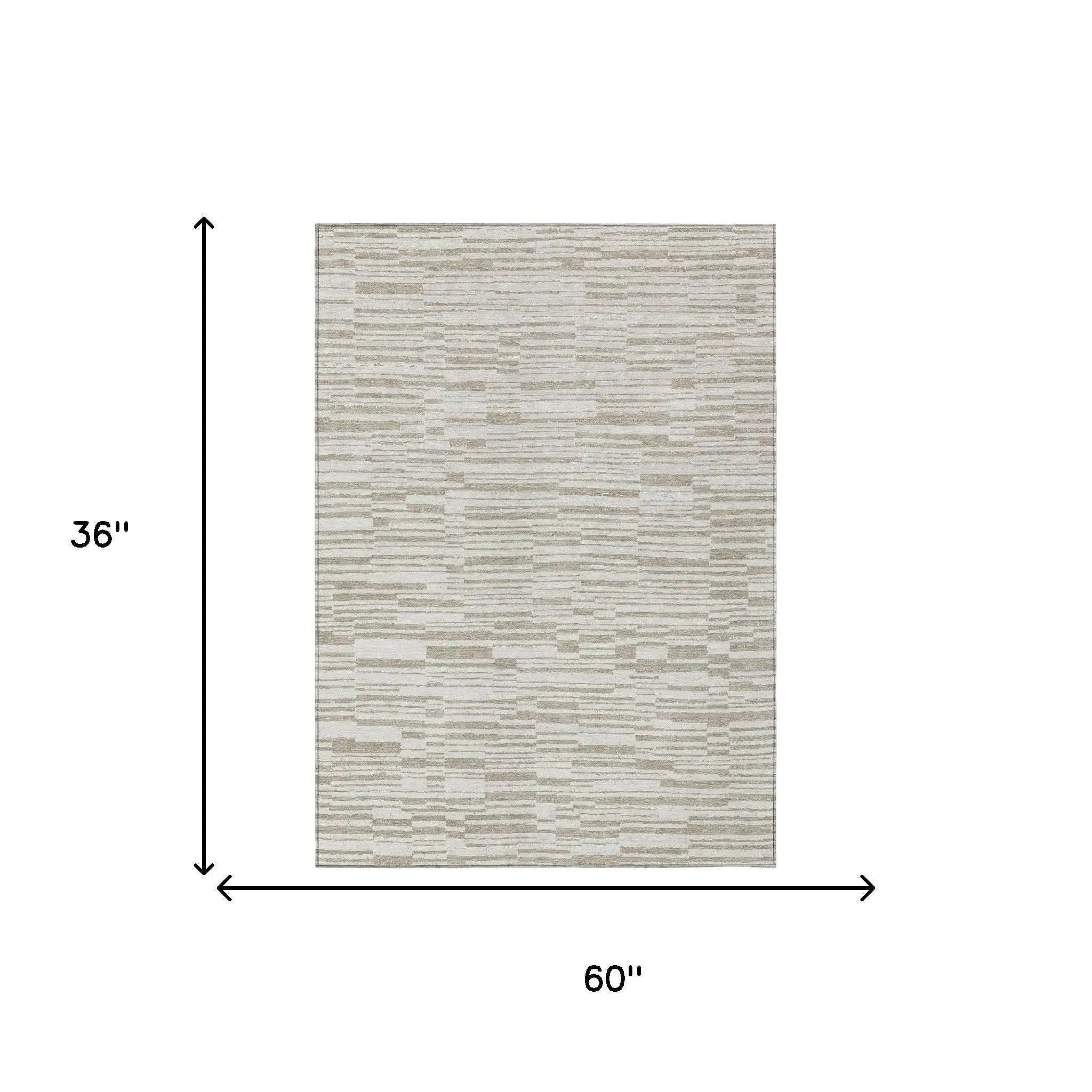 3' X 5' Ivory And Beige Striped Washable Indoor Outdoor Area Rug Homeroots Outdoor