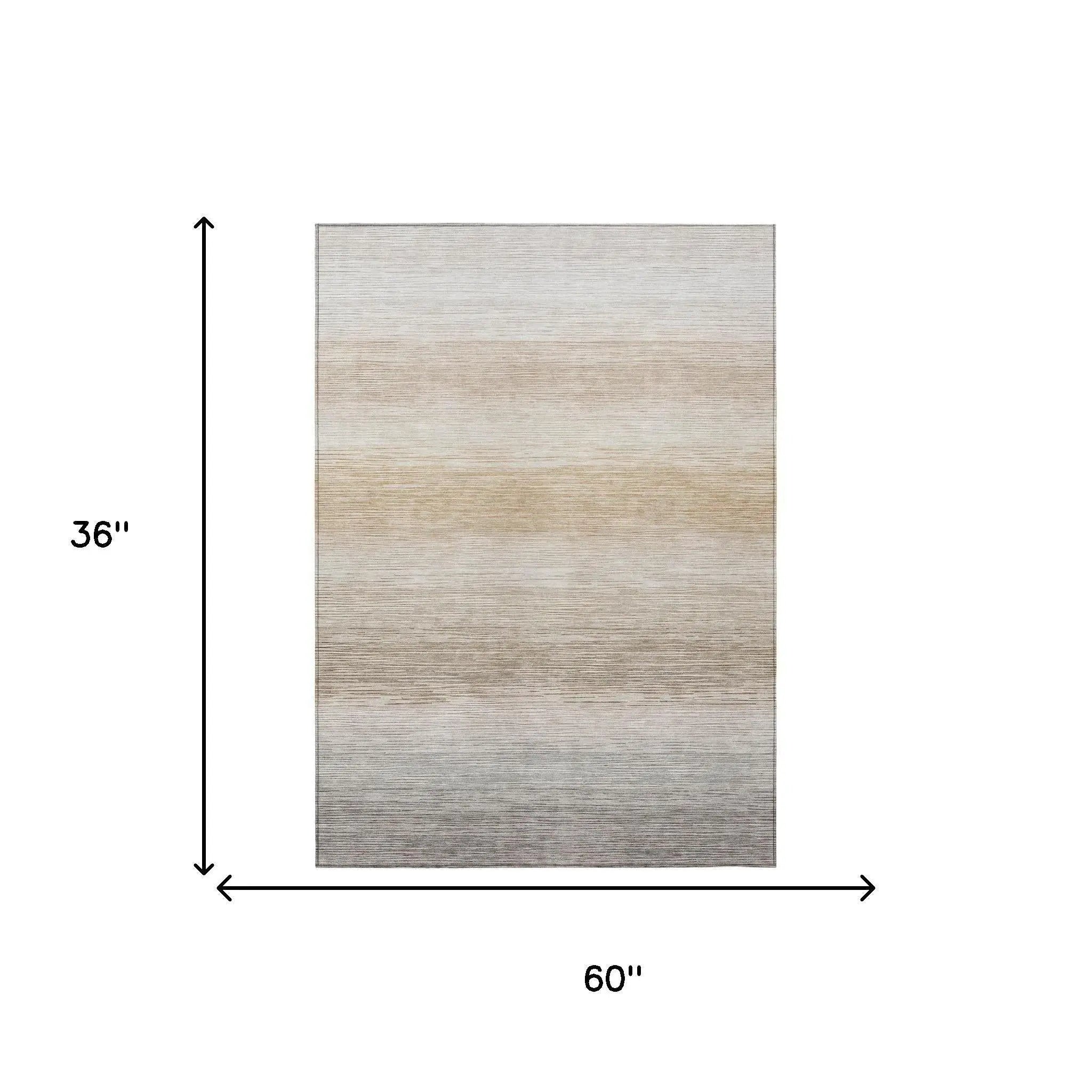 3' X 5' Ivory And Beige Striped Washable Indoor Outdoor Area Rug Homeroots Outdoor