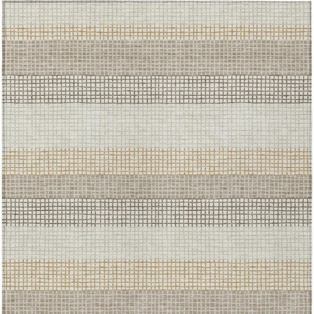 3' X 5' Ivory And Beige Striped Washable Indoor Outdoor Area Rug Homeroots Outdoor