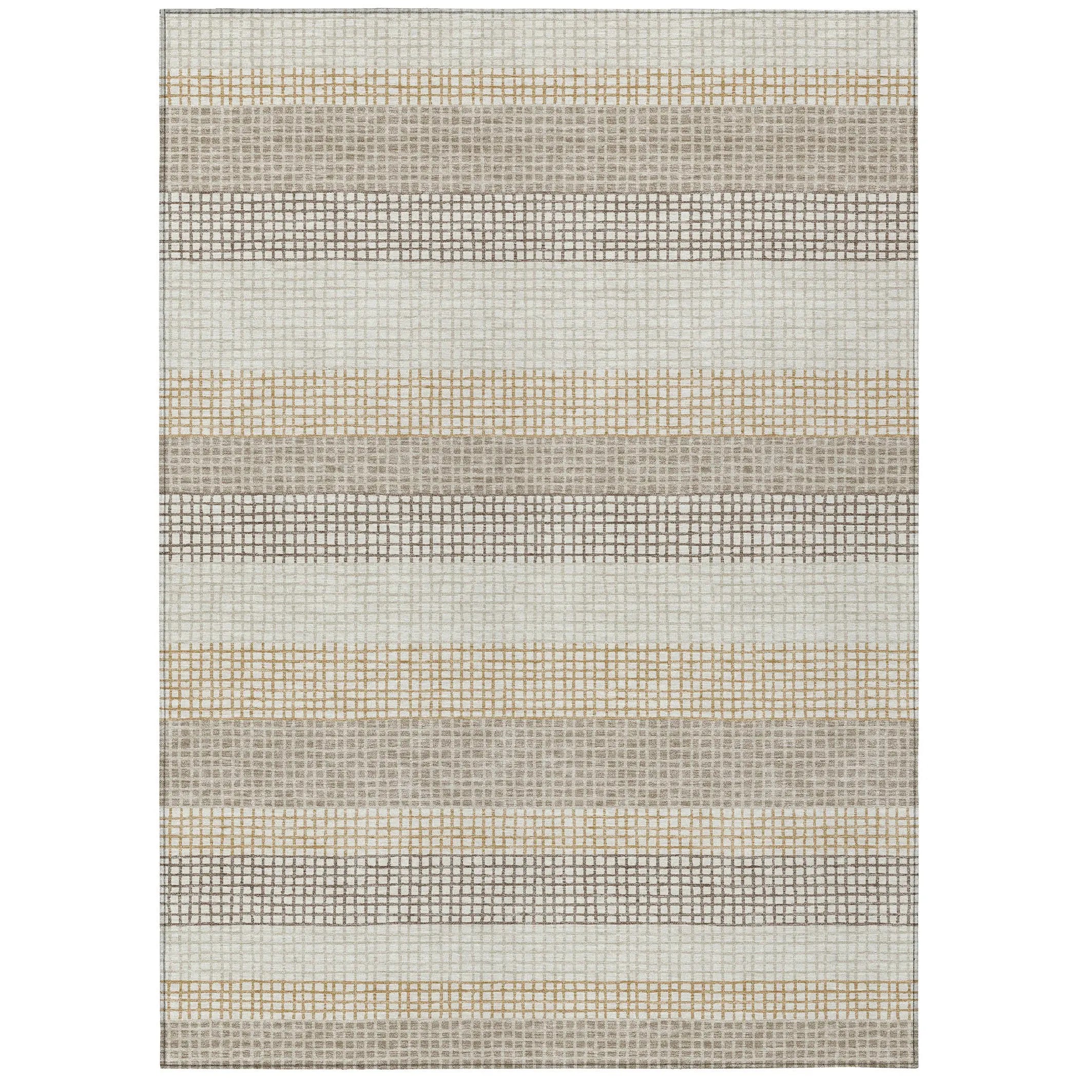 3' X 5' Ivory And Beige Striped Washable Indoor Outdoor Area Rug Homeroots Outdoor