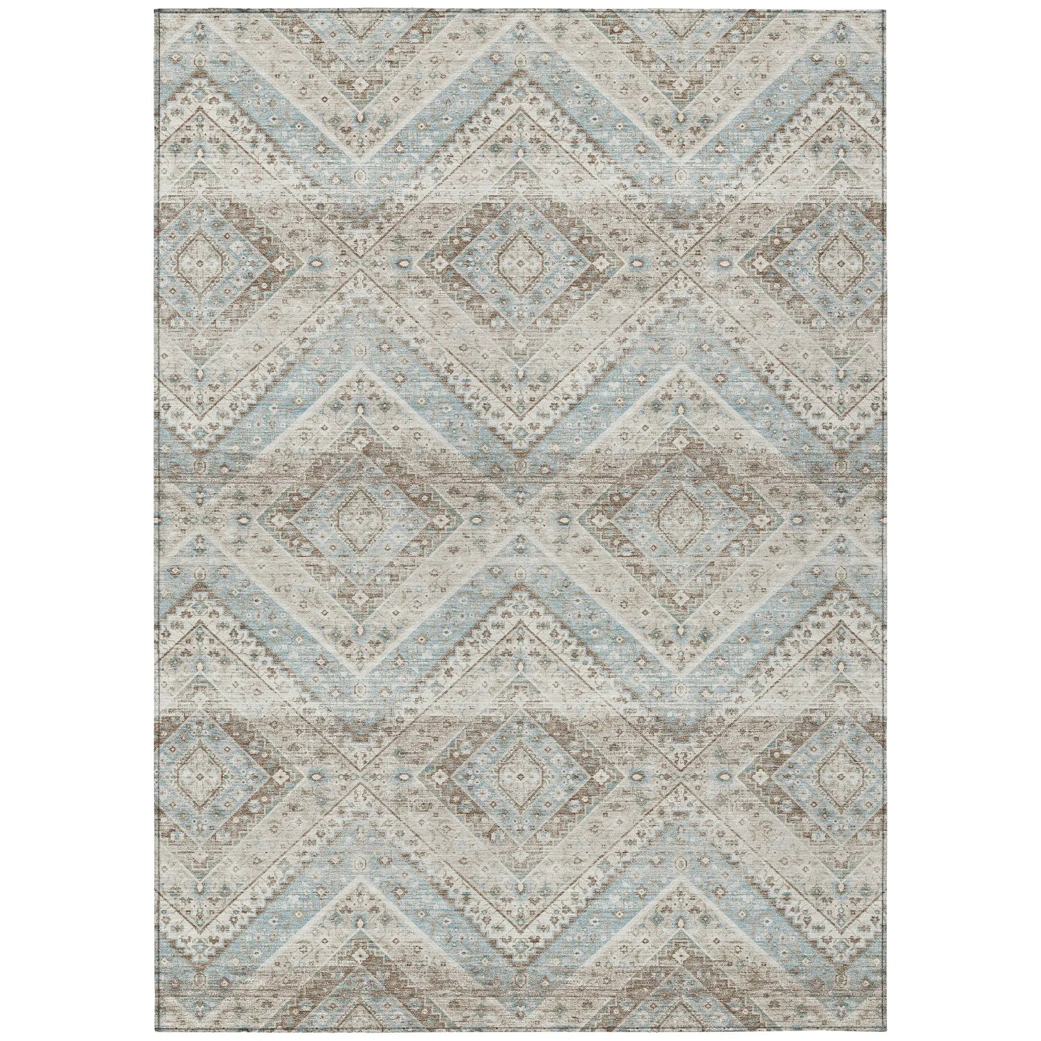 3' X 5' Ivory And Beige Tribal Washable Indoor Outdoor Area Rug Homeroots Outdoor