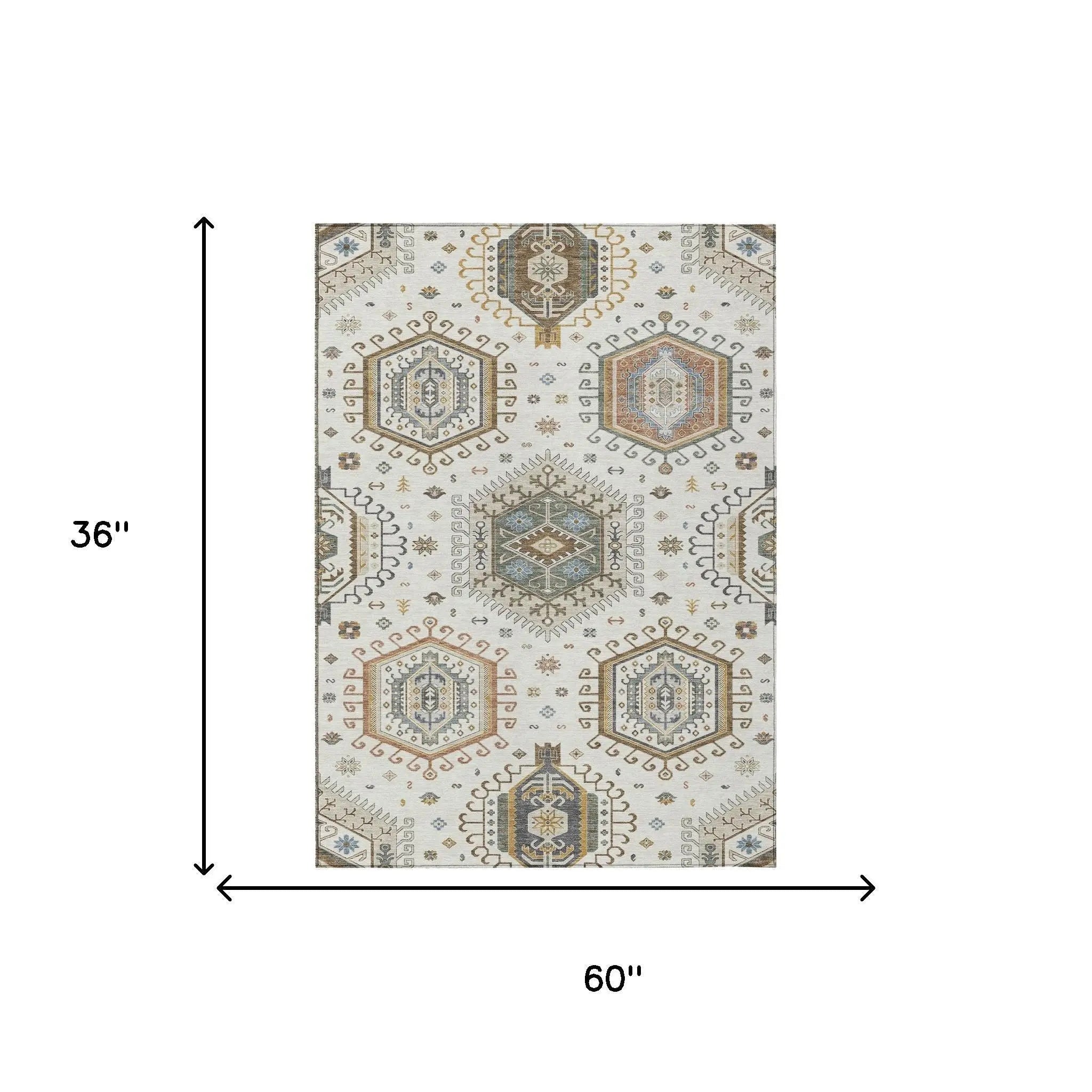 3' X 5' Ivory And Beige Tribal Washable Indoor Outdoor Area Rug Homeroots Outdoor