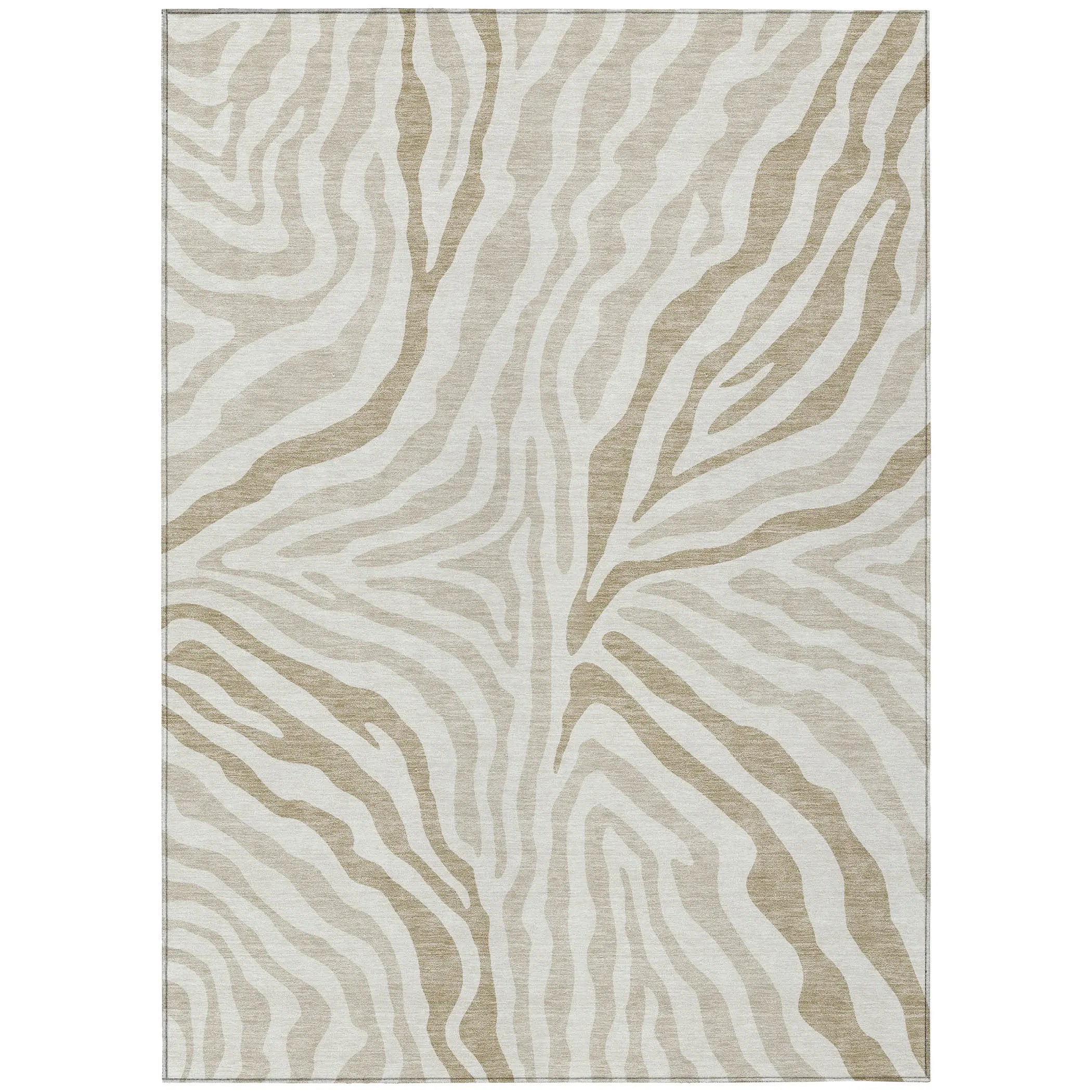 3' X 5' Ivory And Beige Zebra Print Washable Indoor Outdoor Area Rug Homeroots Outdoor