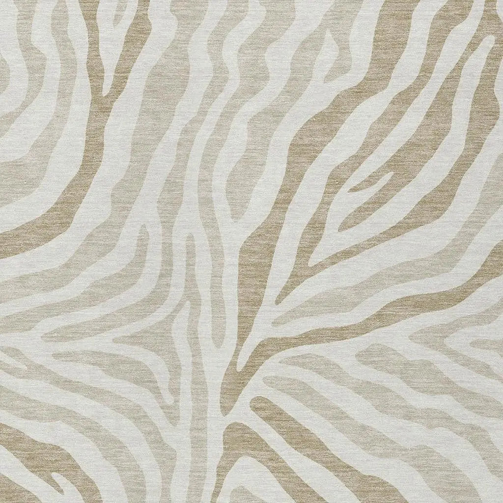 3' X 5' Ivory And Beige Zebra Print Washable Indoor Outdoor Area Rug Homeroots Outdoor