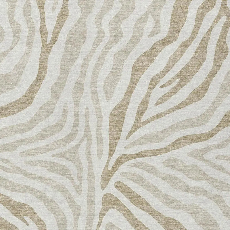 3' X 5' Ivory And Beige Zebra Print Washable Indoor Outdoor Area Rug Homeroots Outdoor