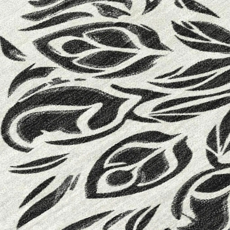 3' X 5' Ivory And Black Damask Washable Indoor Outdoor Area Rug Homeroots Outdoor