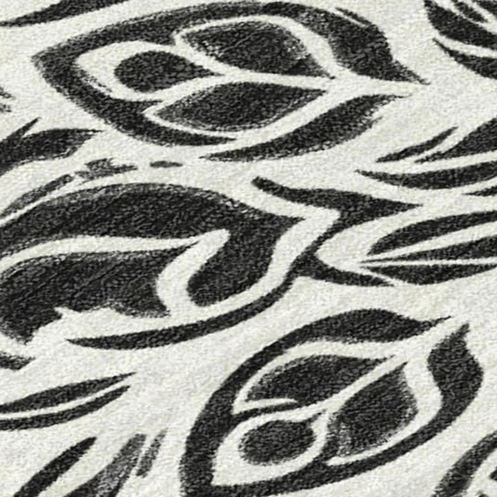 3' X 5' Ivory And Black Damask Washable Indoor Outdoor Area Rug Homeroots Outdoor