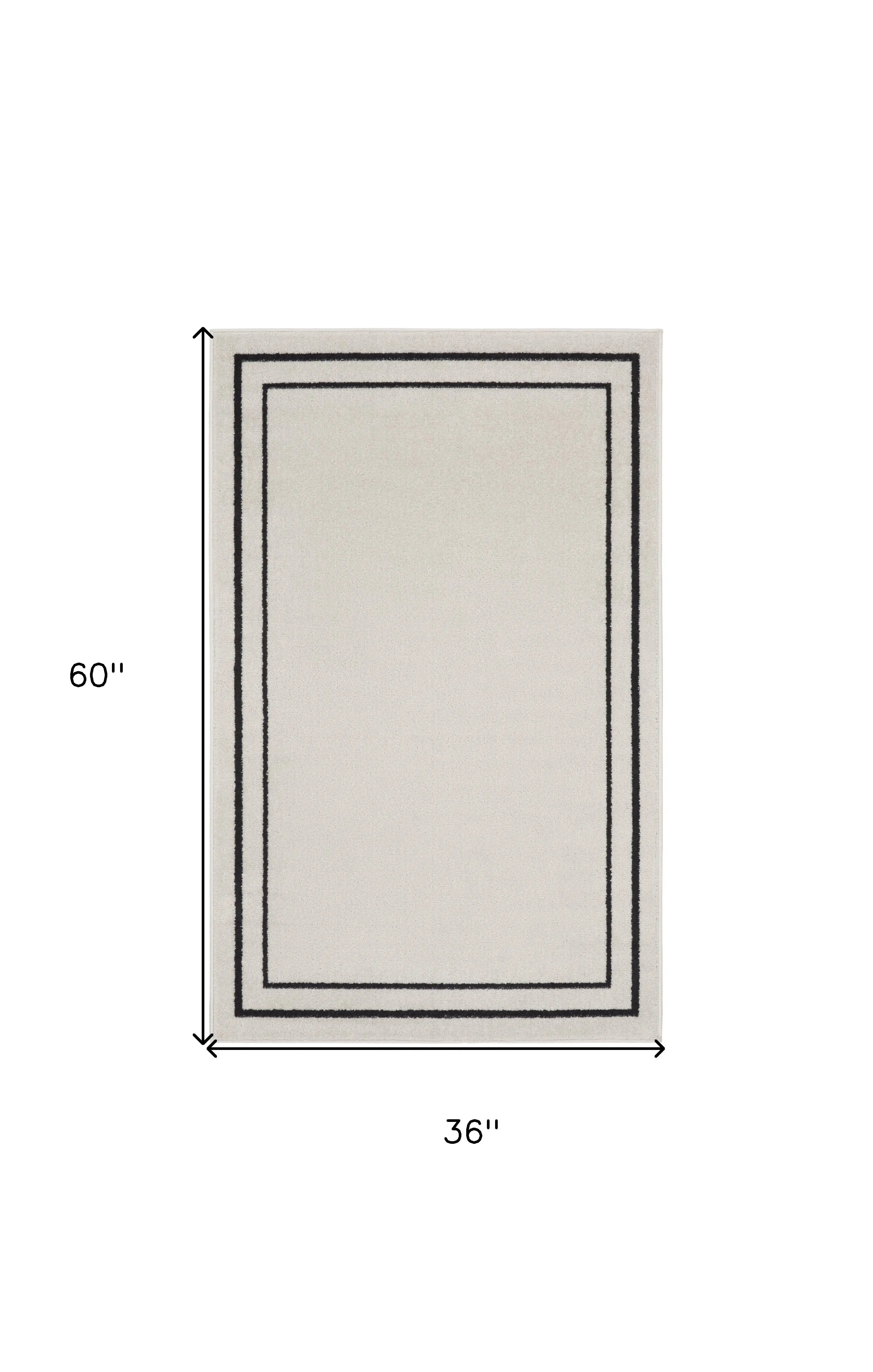 3' X 5' Ivory And Black Indoor Outdoor Area Rug Homeroots Outdoor