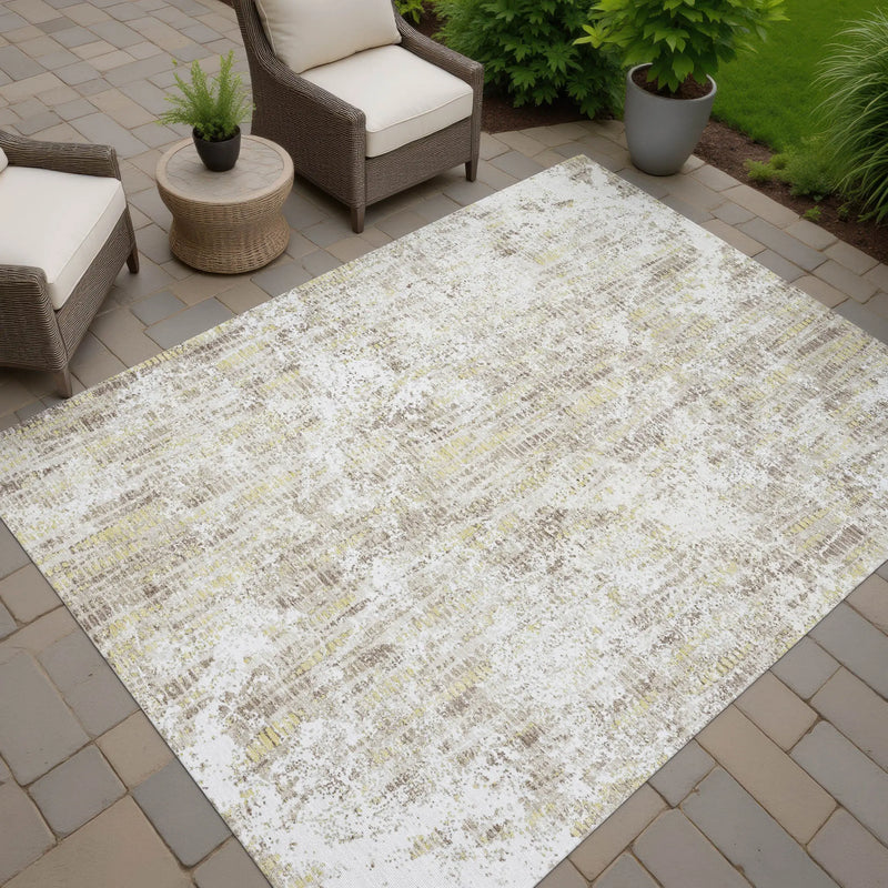 3' X 5' Ivory And Blue Abstract Washable Indoor Outdoor Area Rug Homeroots Outdoor