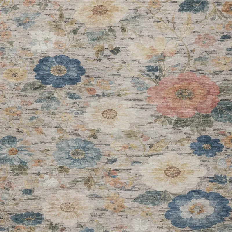 3' X 5' Ivory And Blue Floral Washable Indoor Outdoor Area Rug Homeroots Outdoor