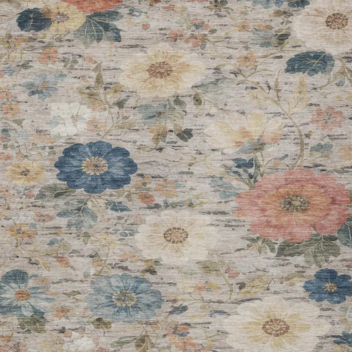 3' X 5' Ivory And Blue Floral Washable Indoor Outdoor Area Rug Homeroots Outdoor