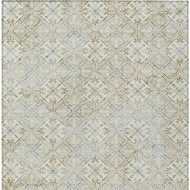 3' X 5' Ivory And Blue Geometric Washable Indoor Outdoor Area Rug Homeroots Outdoor