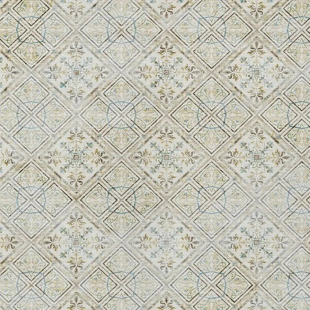 3' X 5' Ivory And Blue Geometric Washable Indoor Outdoor Area Rug Homeroots Outdoor