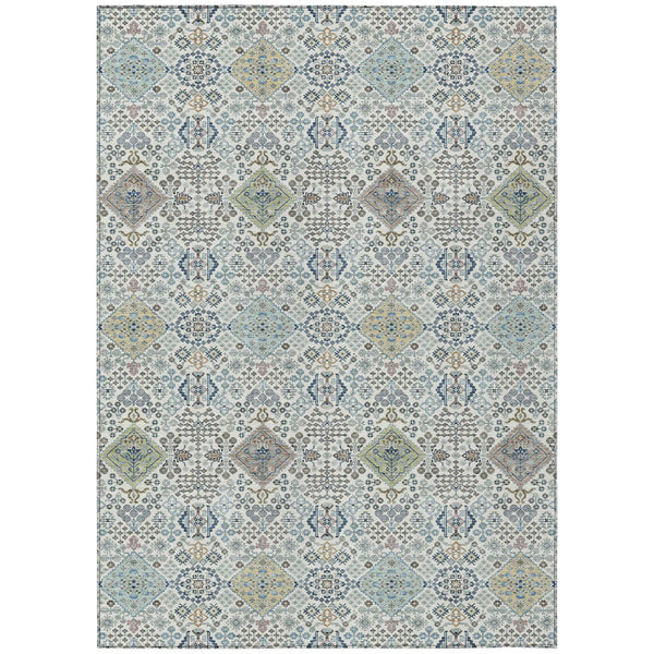 3' X 5' Ivory And Blue Oriental Washable Indoor Outdoor Area Rug Homeroots Outdoor