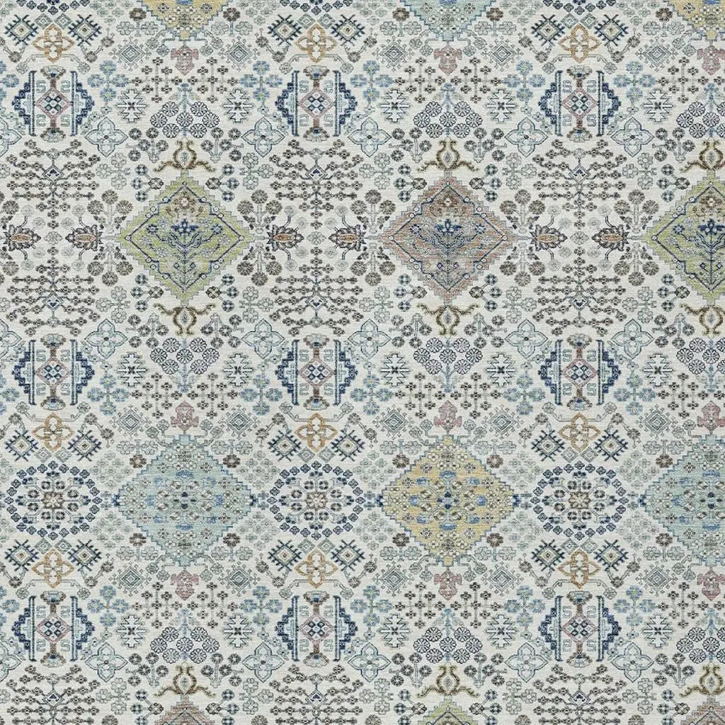 3' X 5' Ivory And Blue Oriental Washable Indoor Outdoor Area Rug Homeroots Outdoor