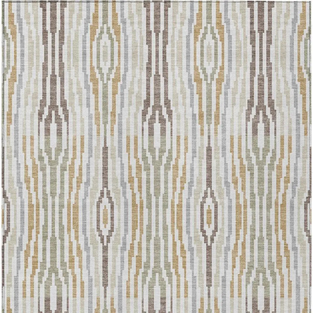3' X 5' Ivory And Brown Abstract Washable Indoor Outdoor Area Rug Homeroots Outdoor