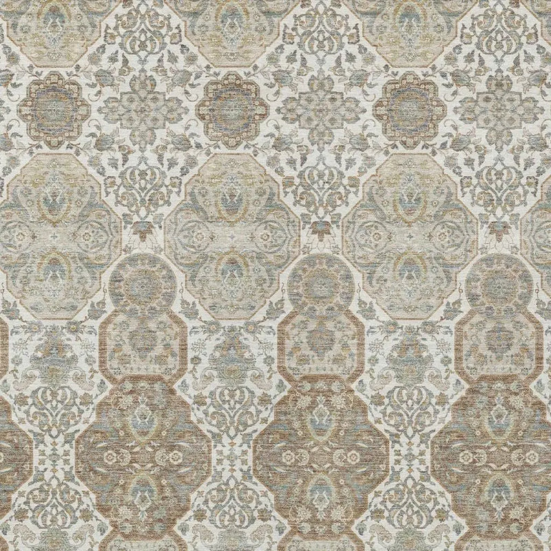 3' X 5' Ivory And Brown Floral Washable Indoor Outdoor Area Rug Homeroots Outdoor