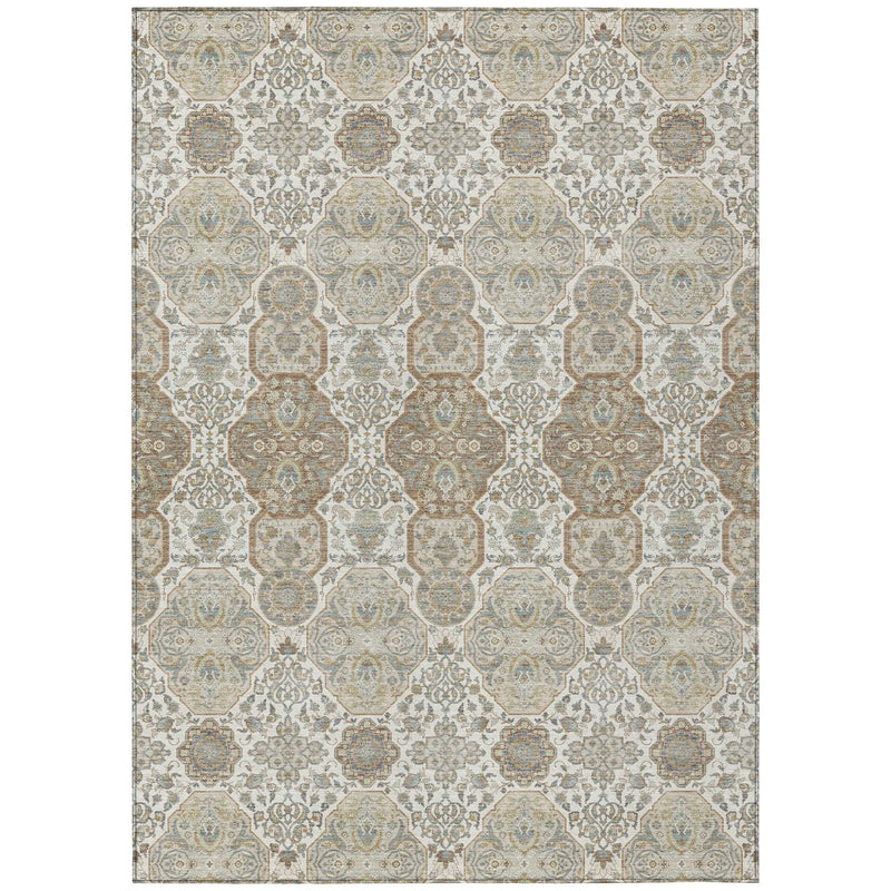 3' X 5' Ivory And Brown Floral Washable Indoor Outdoor Area Rug Homeroots Outdoor