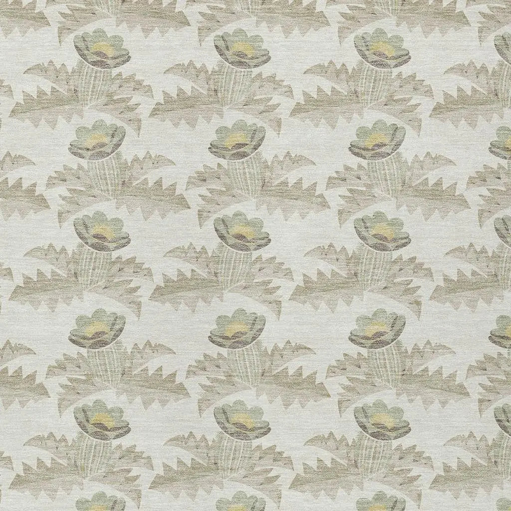 3' X 5' Ivory And Brown Floral Washable Indoor Outdoor Area Rug Homeroots Outdoor