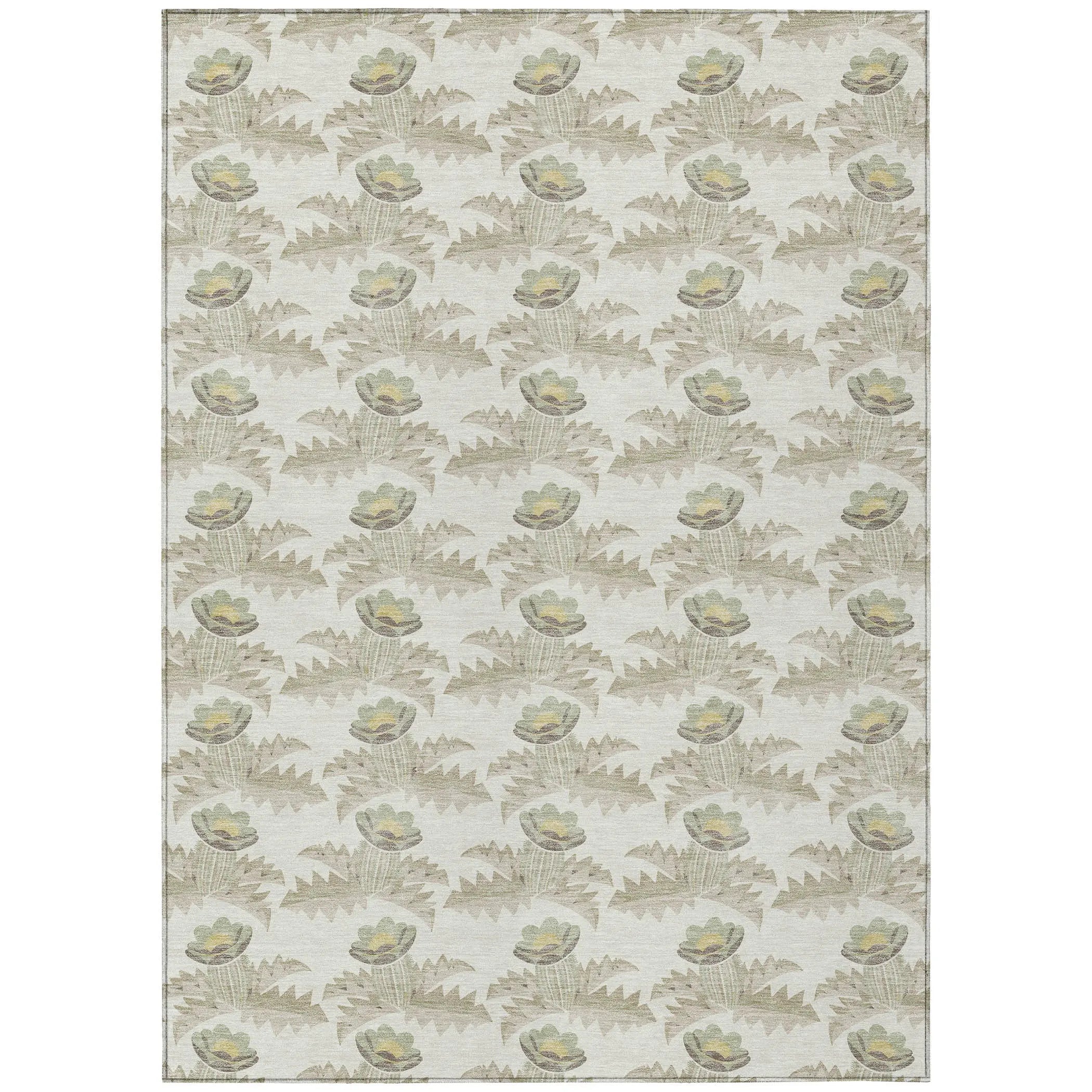 3' X 5' Ivory And Brown Floral Washable Indoor Outdoor Area Rug Homeroots Outdoor